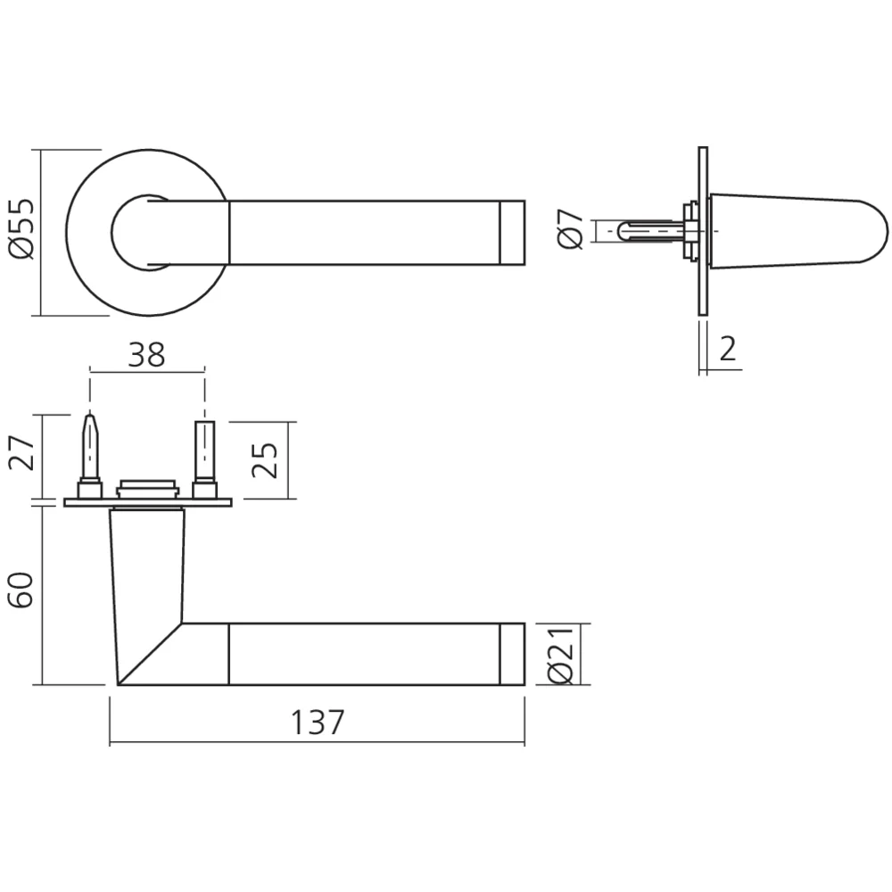 Poignée sur rosace plate AMSTERDAM
