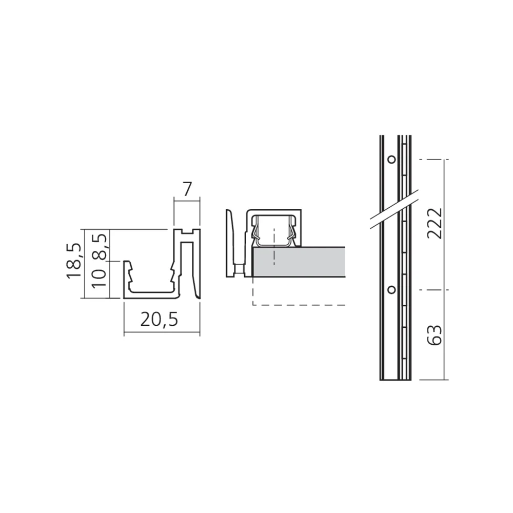 Crémaillère d'extrémité simple perforation CR
