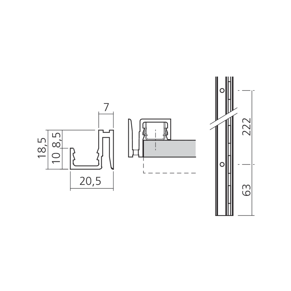 Crémaillère d'extrémité simple perforation CR