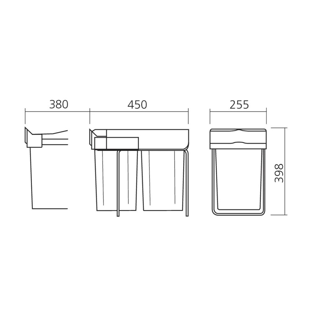Poubelle coulissante tri sélectif 28 L