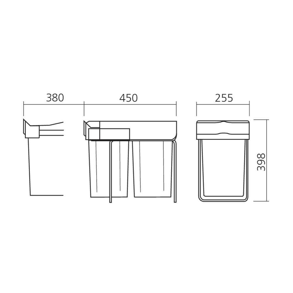 Poubelle coulissante tri sélectif 28 L