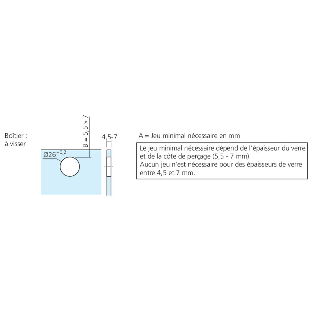 Charnière CLIP top pour porte en verre en semi-applique