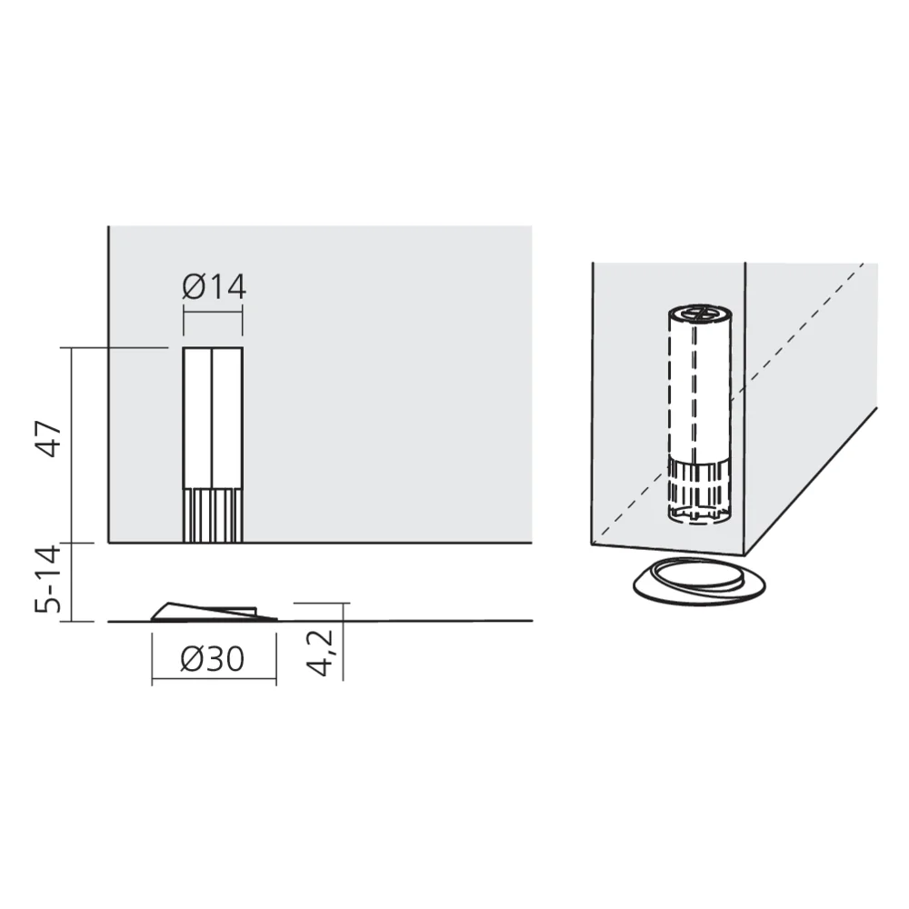 Arretoir magnétique encastré STOPPINO OPEN