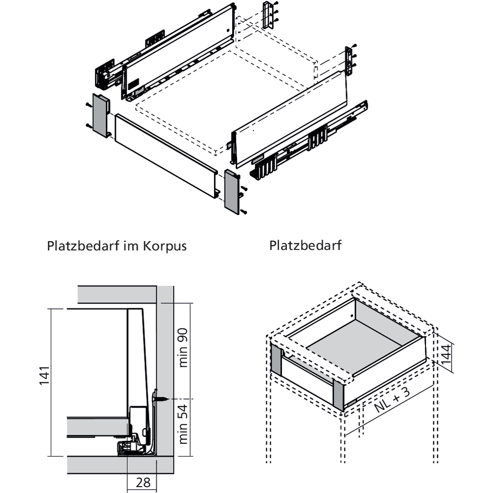 Set attache façade MERIVOBOX tiroir K à l’anglaise