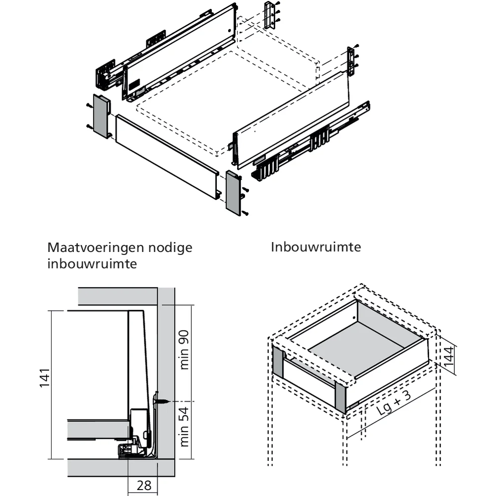 Set attache façade MERIVOBOX tiroir K à l’anglaise