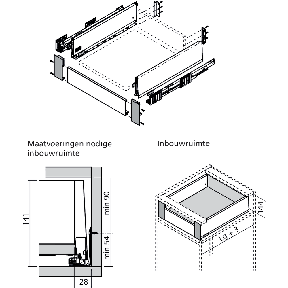 Set attache façade MERIVOBOX tiroir K à l’anglaise