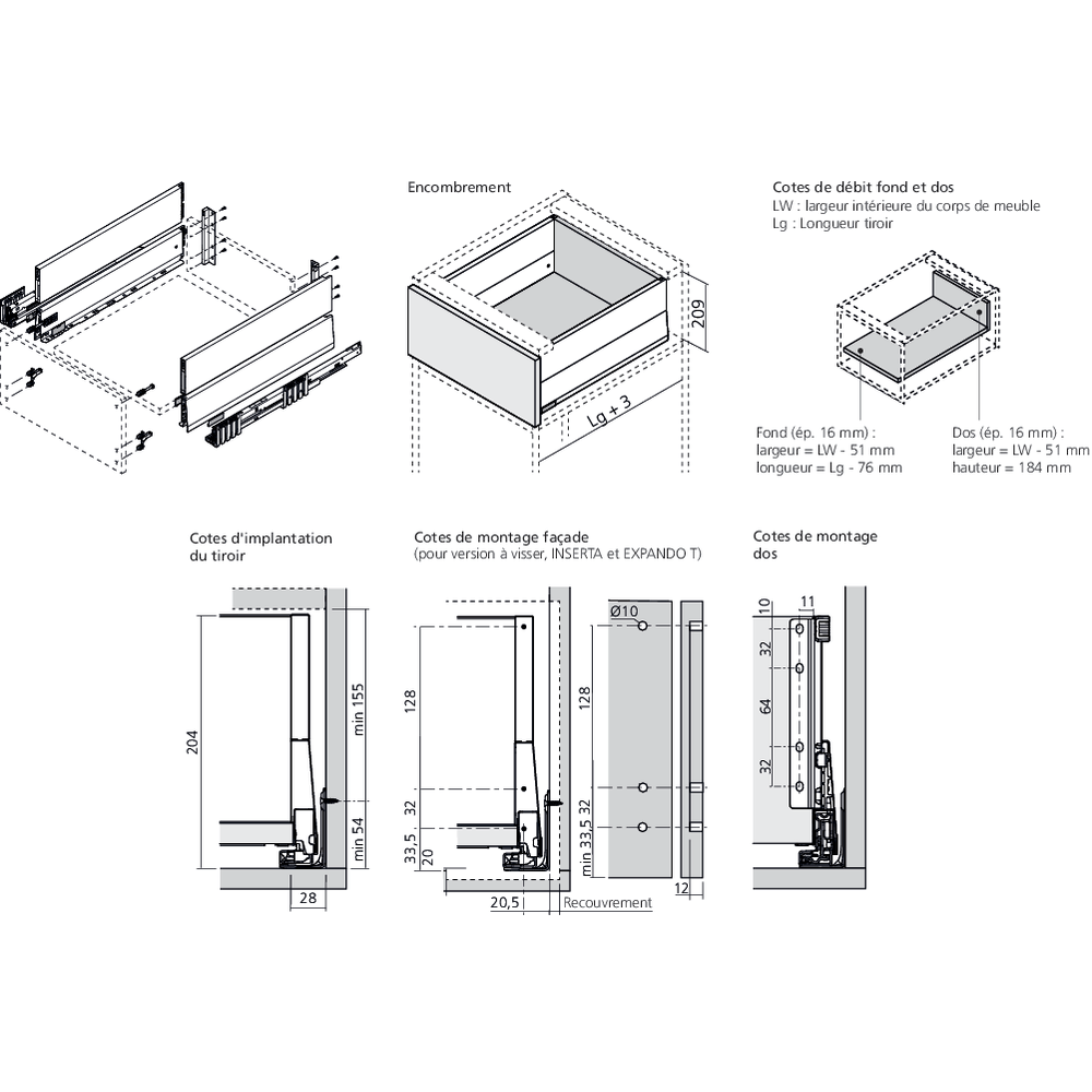 MERIVOBOX tiroir poubelle E BOXCAP blanc soie mat