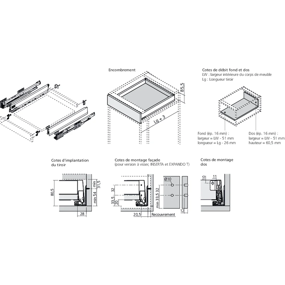 MERIVOBOX tiroir N gris indium mat