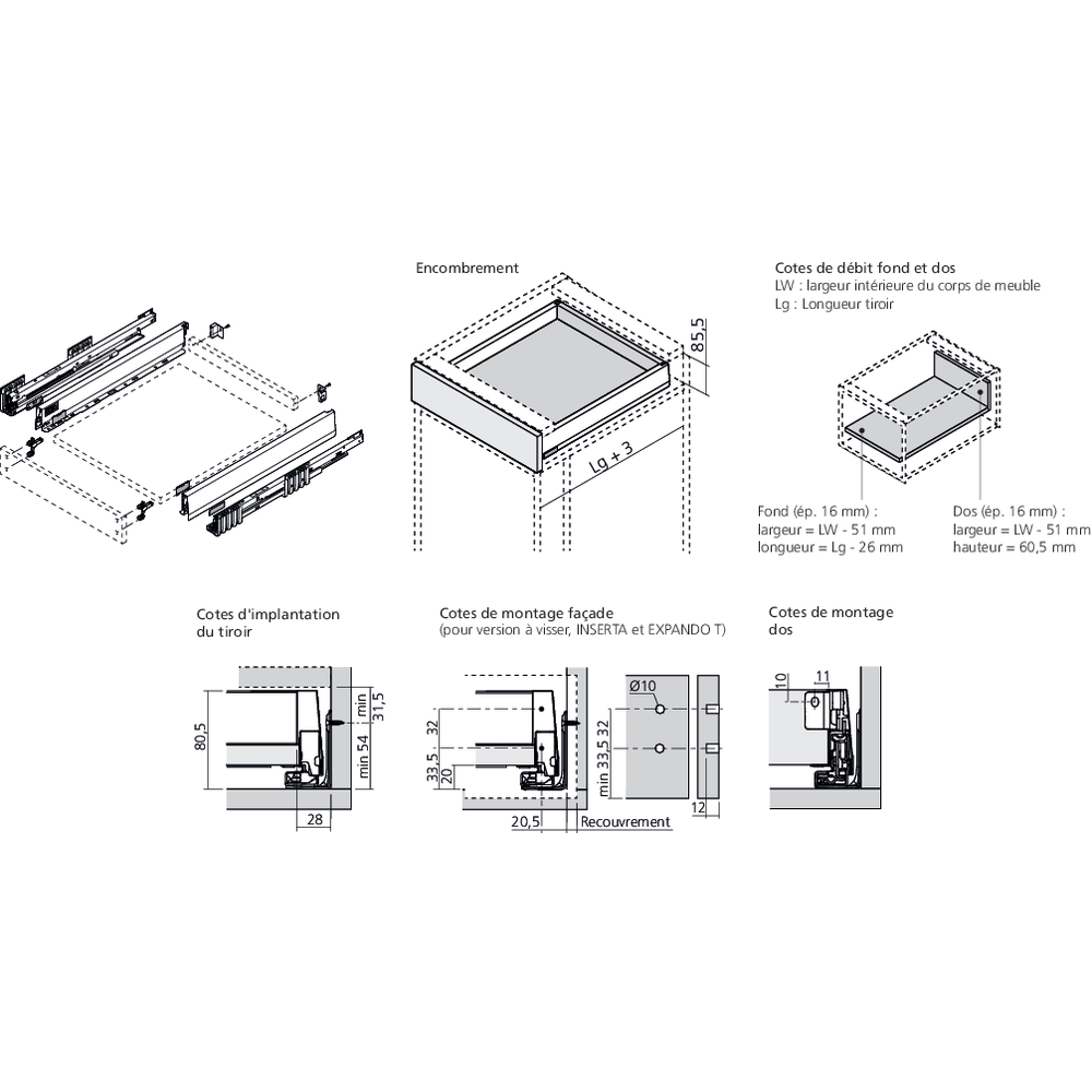 MERIVOBOX tiroir N gris indium mat