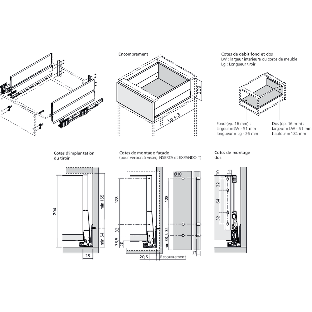 MERIVOBOX tiroir E BOXCAP gris indium mat