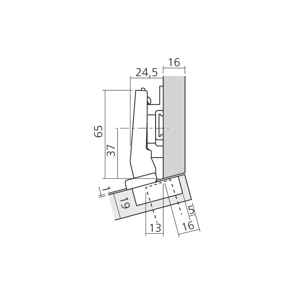 Charnière CLIP top BLUMOTION pour porte d'angle +15°