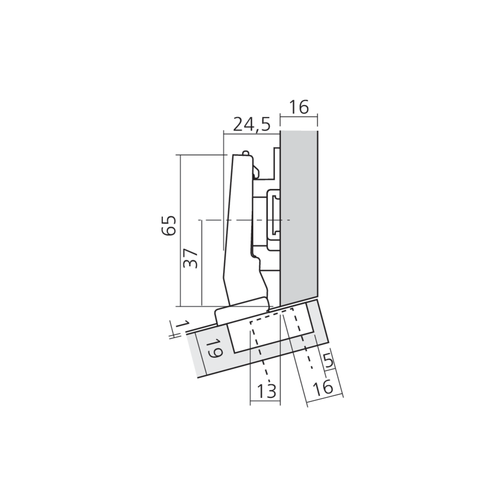 Charnière CLIP top BLUMOTION pour porte d'angle +15°