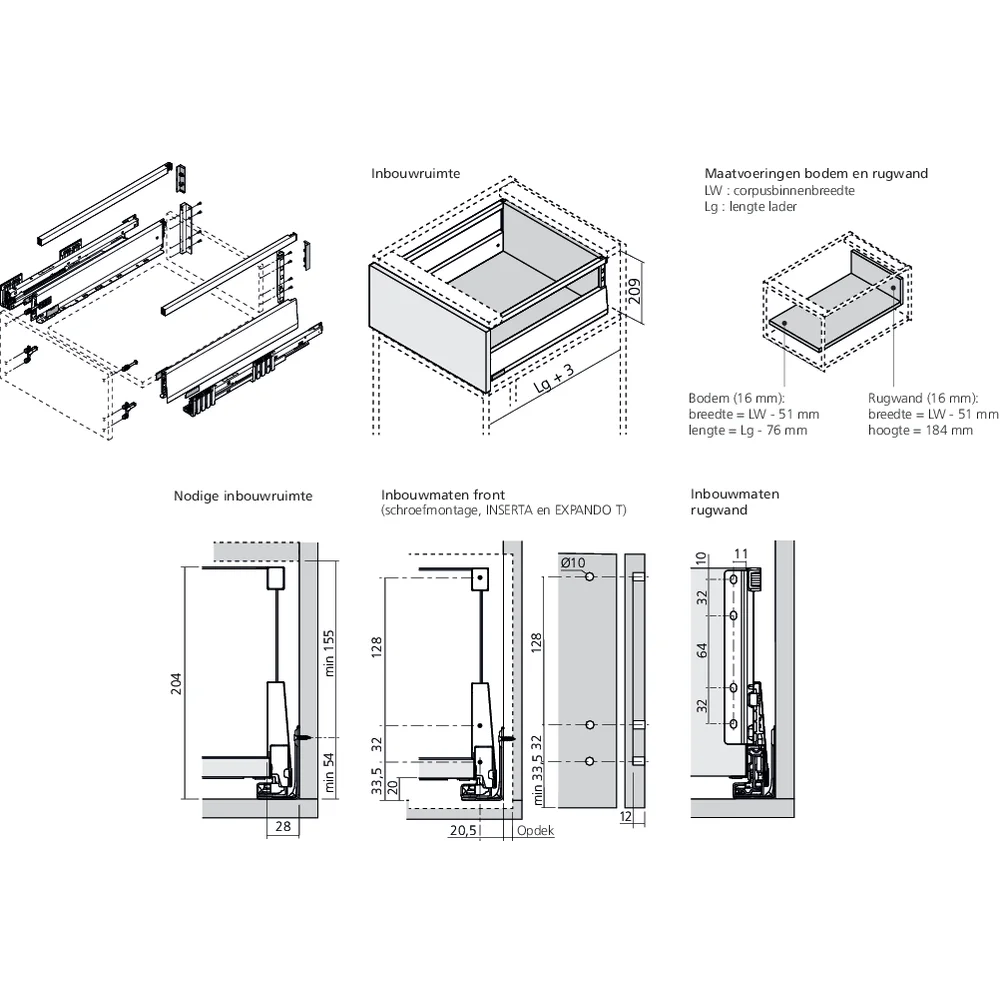 MERIVOBOX tiroir poubelle E avec tube gris orion mat