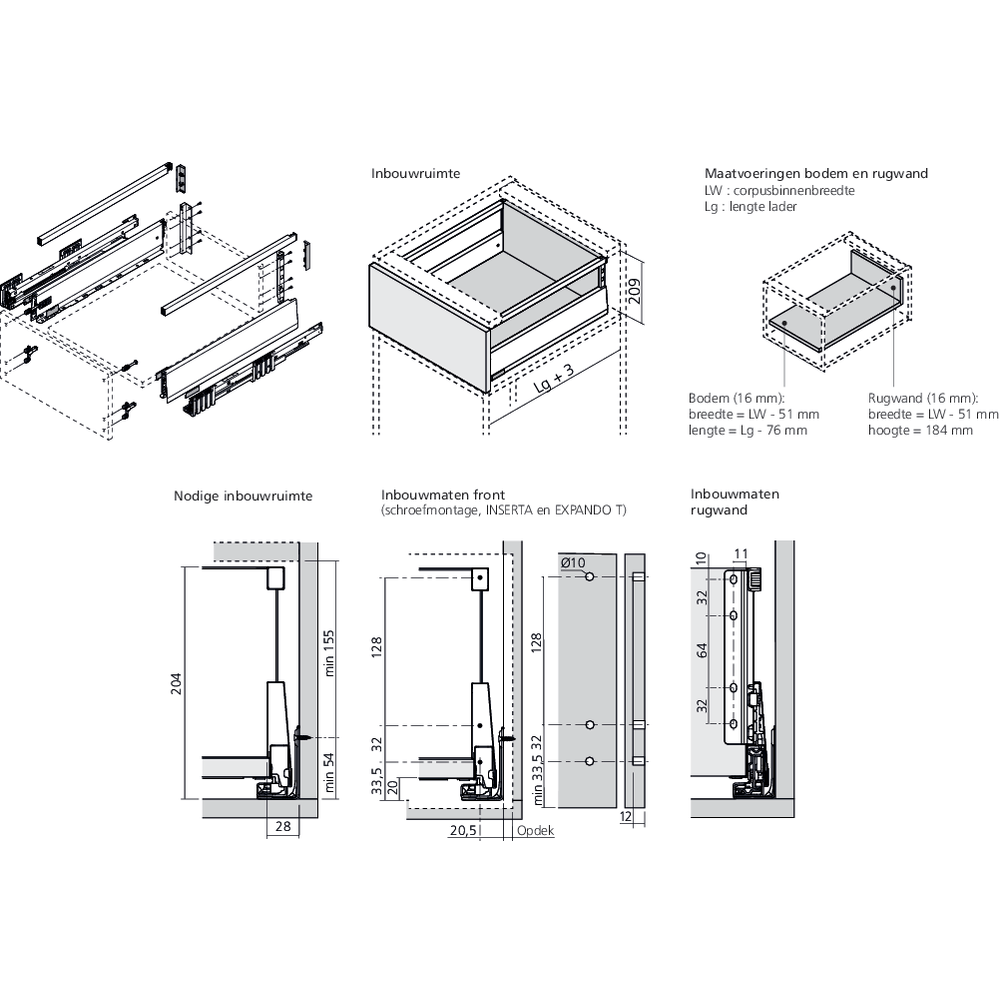 MERIVOBOX tiroir poubelle E avec tube gris orion mat