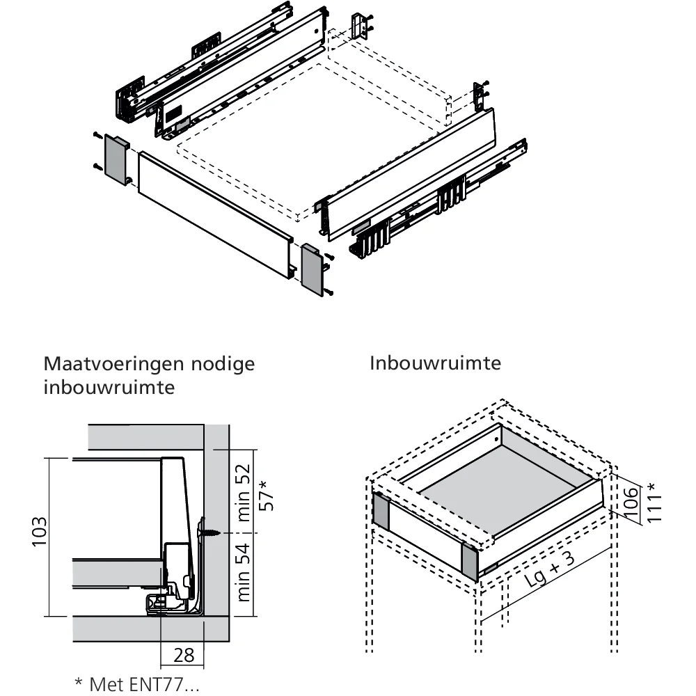 Set attache façade MERIVOBOX tiroir M à l’anglaise