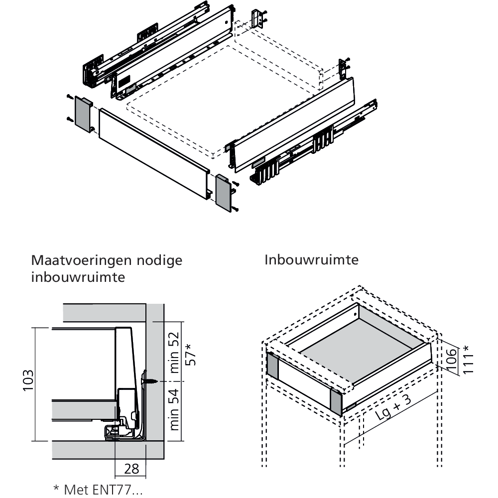 Set attache façade MERIVOBOX tiroir M à l’anglaise