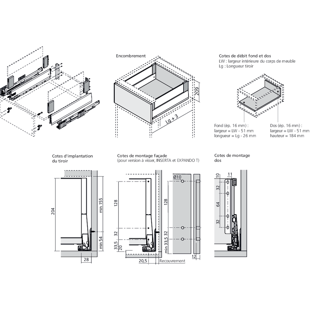 MERIVOBOX tiroir E BOXCOVER gris indium mat