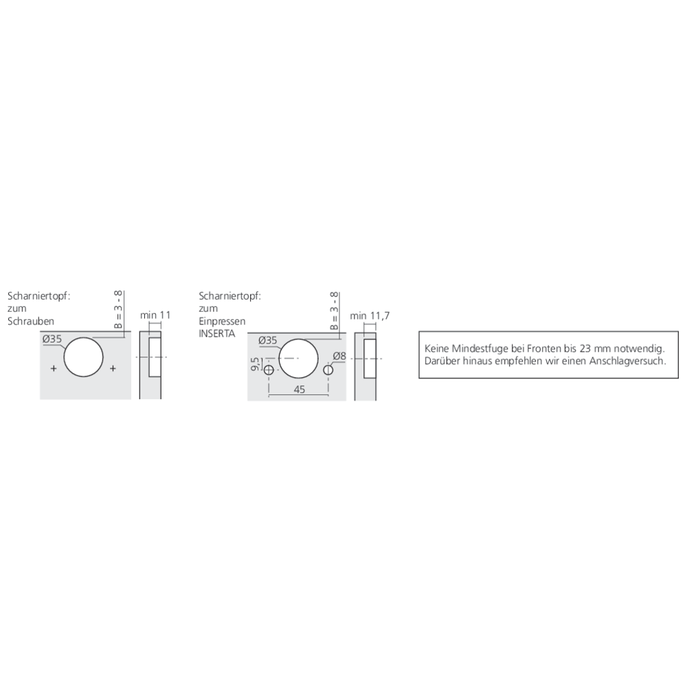 Charnière CLIP top BLUMOTION 155° pour porte en semi-applique