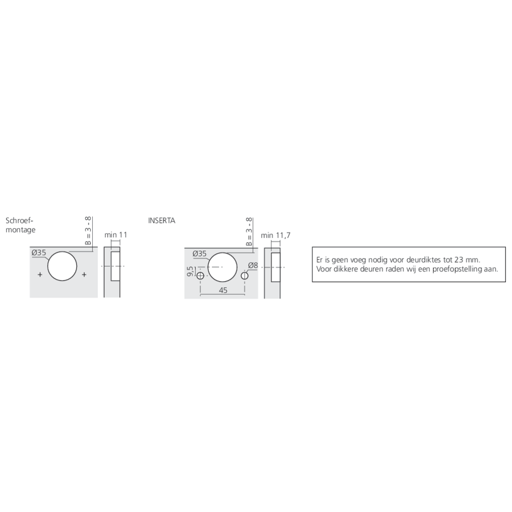 Charnière CLIP top BLUMOTION 155° pour porte en semi-applique