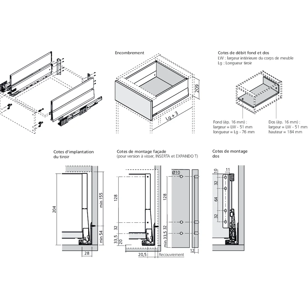 MERIVOBOX tiroir poubelle E BOXCAP gris indium mat