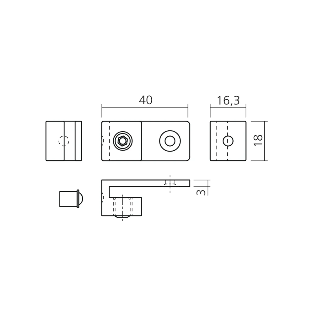 Fixation pour bouton de vitrine