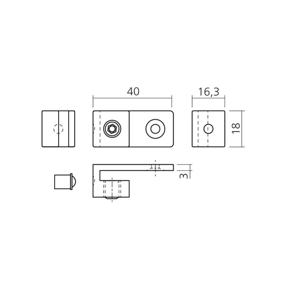 Fixation pour bouton de vitrine