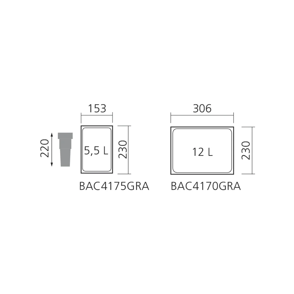 Seaux pour poubelles tiroir MERIVOBOX anthracite
