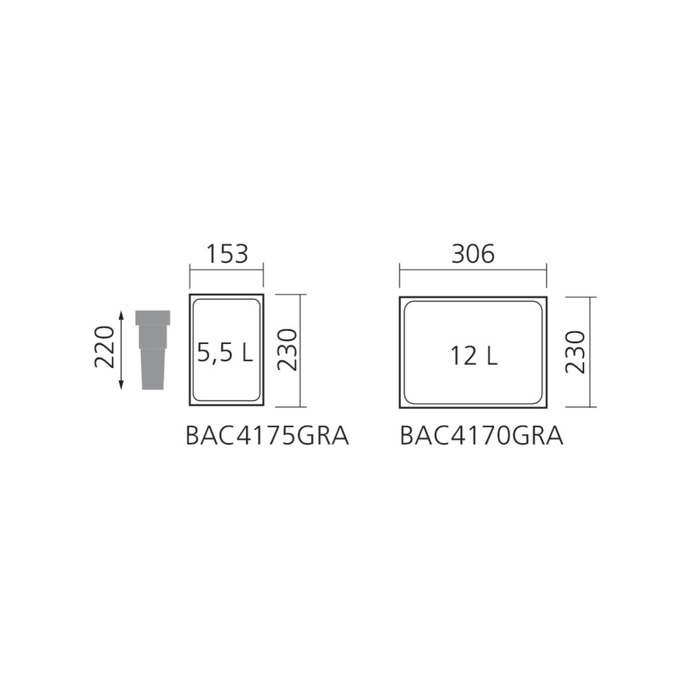 Seaux pour poubelles tiroir MERIVOBOX anthracite