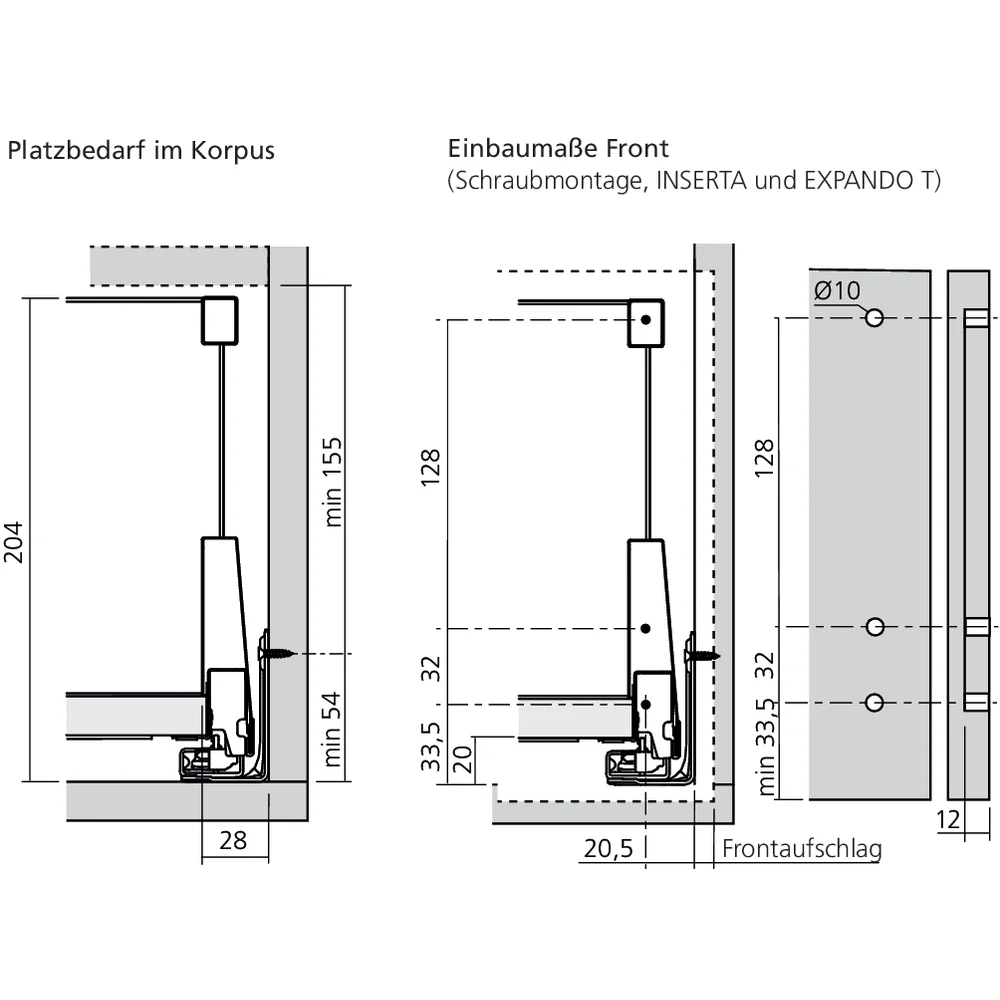 Tiroir pour poubelles avec tubes E (H : 209 mm)