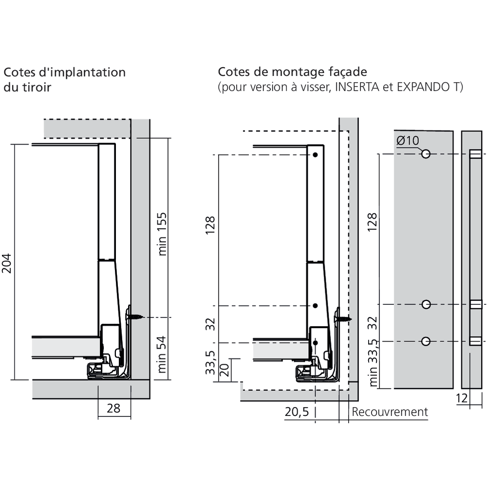 Tiroir pour poubelles avec BOXCAP E (H : 192 mm)