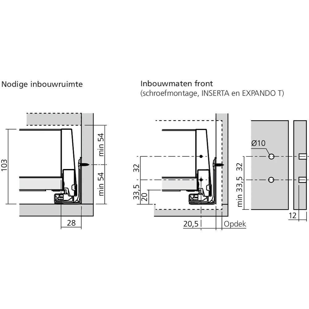 Tiroir standard M (H : 108 mm)