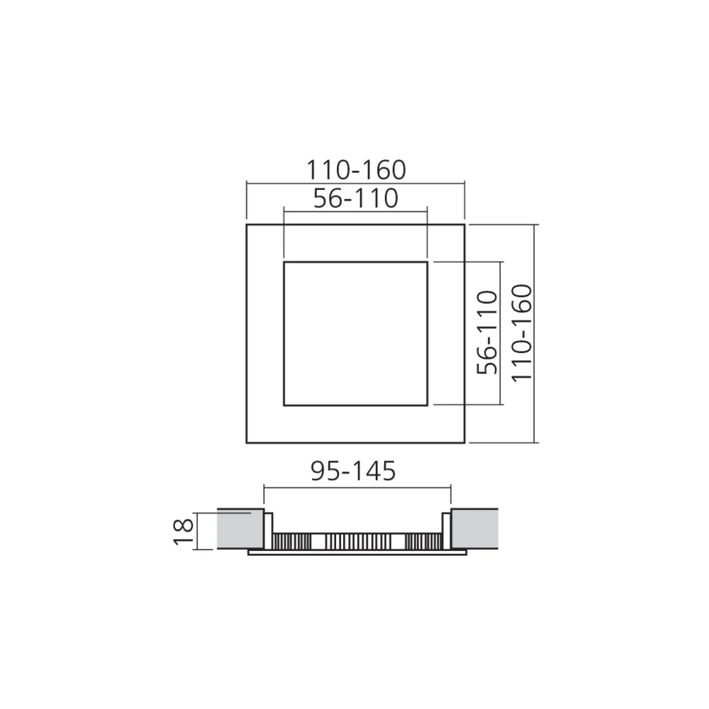 Plafonnier LED carré à encastrer