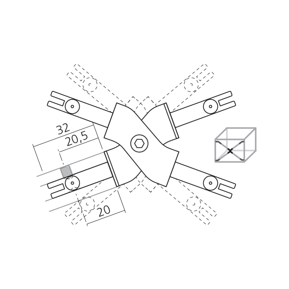 Jonction CADRO en X articulée