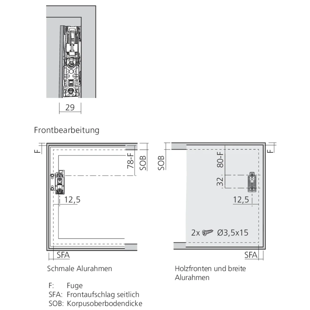 Set attaches façades AVENTOS HKS