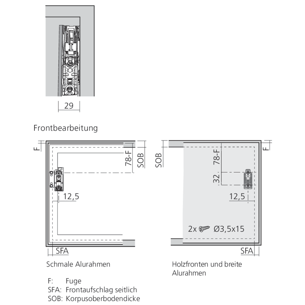 Set attaches façades AVENTOS HKS