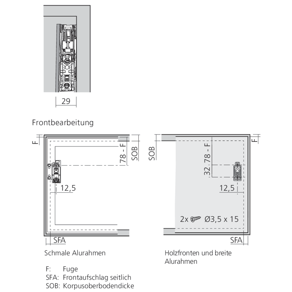 Set attaches façades AVENTOS HKS