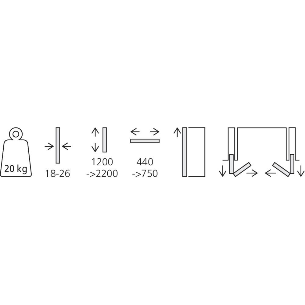 Garniture 1 paire de portes pliantes Folding Concepta III Pull 20 kg