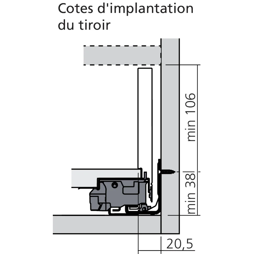 Tiroir à l’anglaise K (H : 144 mm)
