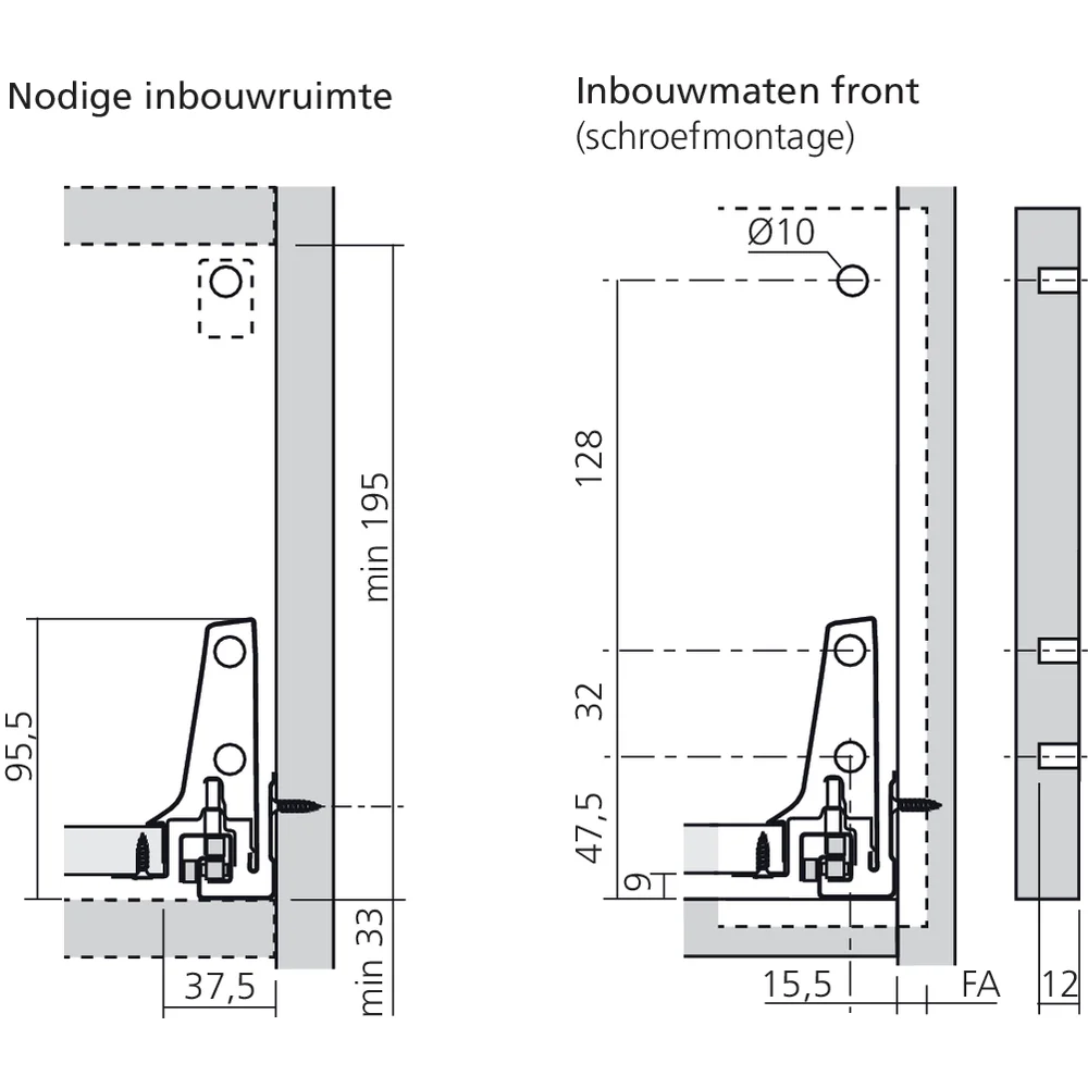Bloc-tiroir D côté M (H : 228 mm)