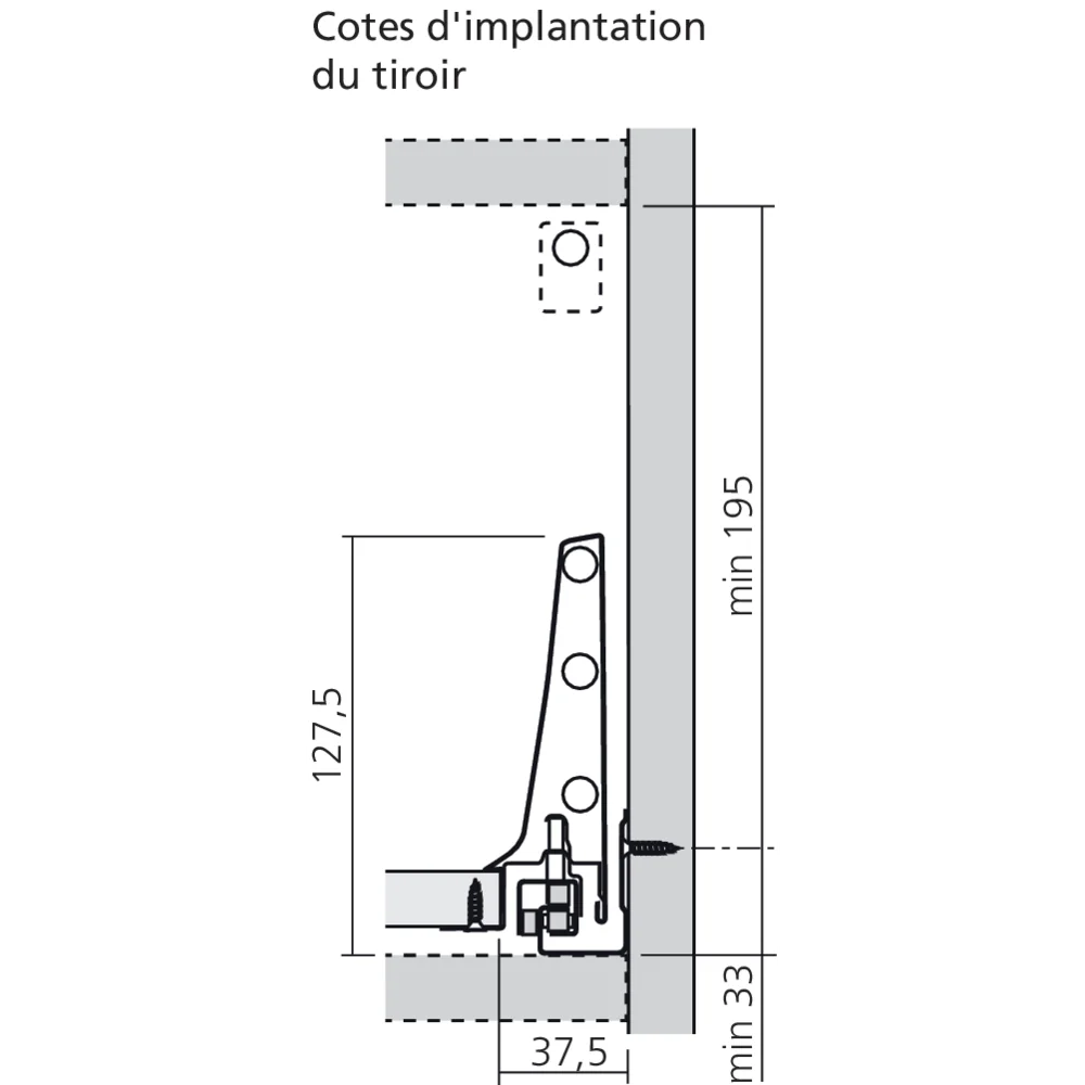 Bloc-tiroir à l'anglaise D côté K (H : 228 mm)