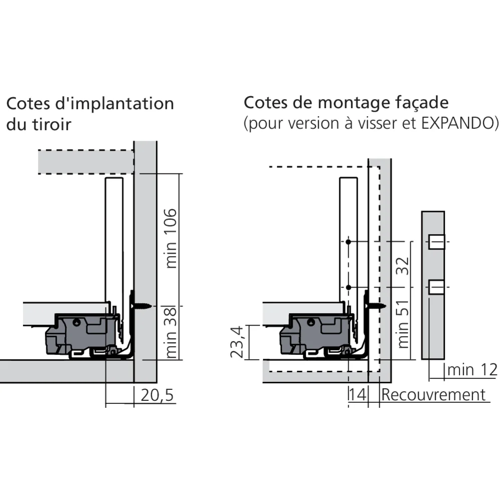 Tiroir Standard K (H : 144 mm)