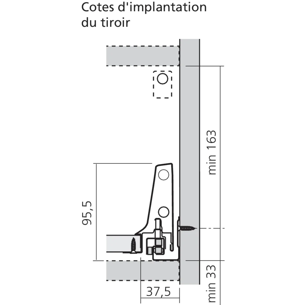Bloc-tiroir à l'anglaise C côté M (H : 196 mm)