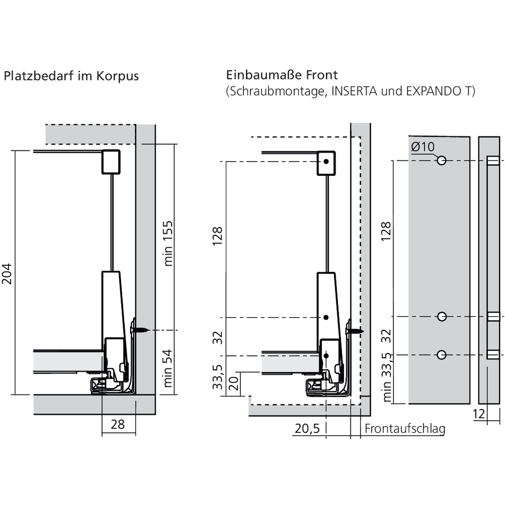 Tiroir standard avec tube E (H : 209 mm)