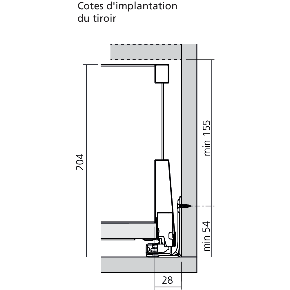 Tiroir à l'anglaise E avec tubes (H : 209 mm)