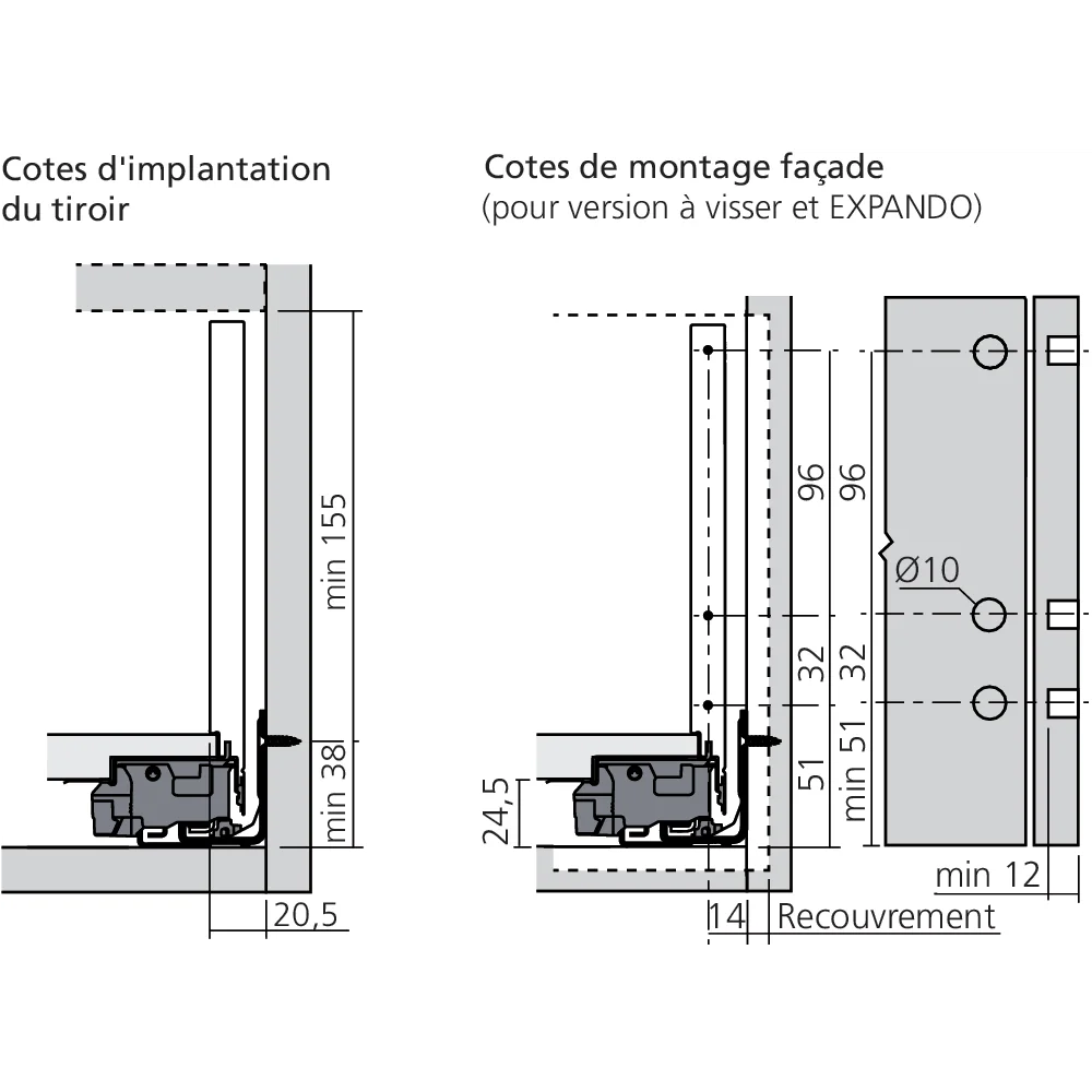 Tiroir Standard C (H : 193 mm)