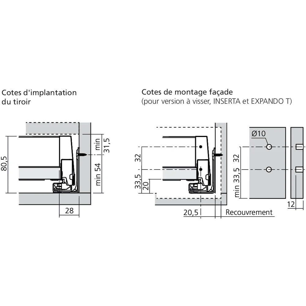 Tiroir standard N (H : 85,5 mm)