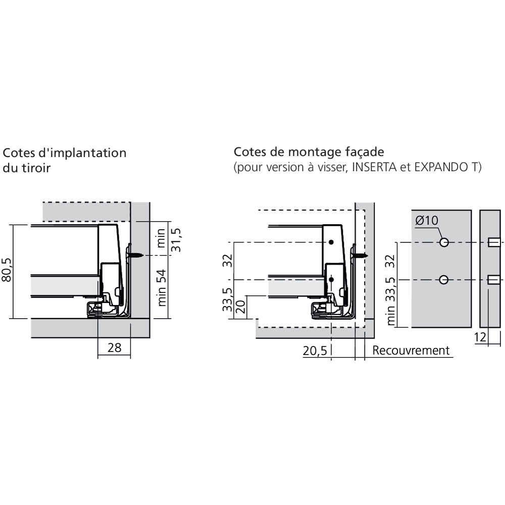 Tiroir standard N (H : 85,5 mm)