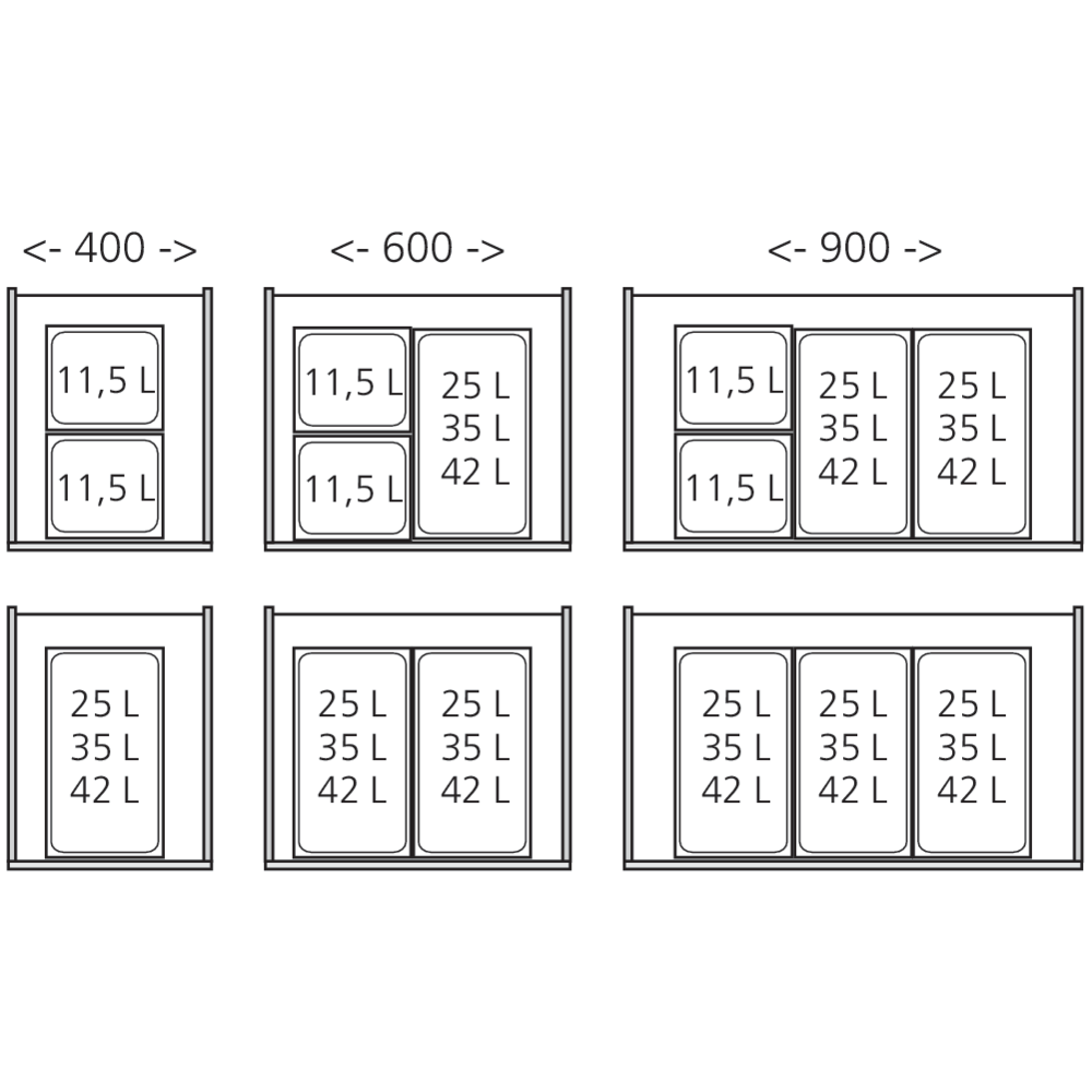 Set poubelles suspendues XL pour tiroir MERIVOBOX