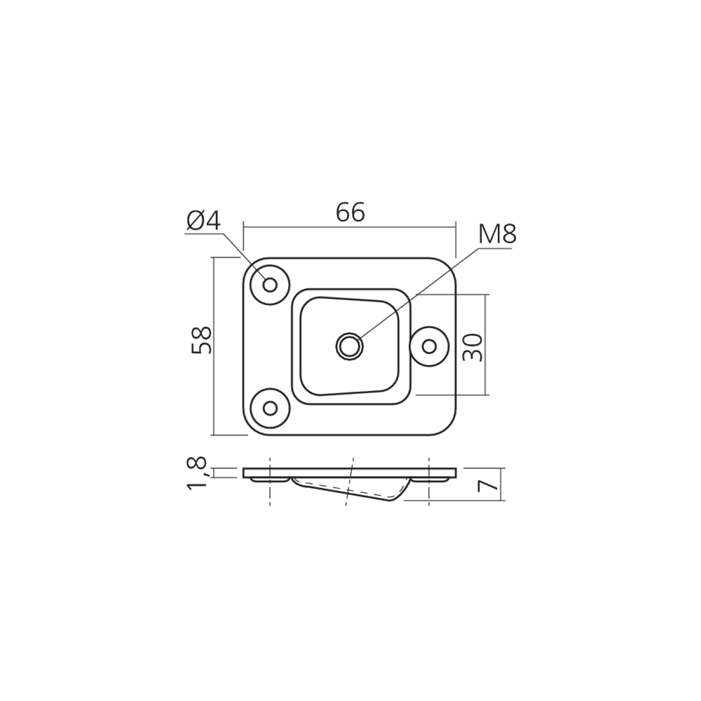 Ferrure pour pied oblique