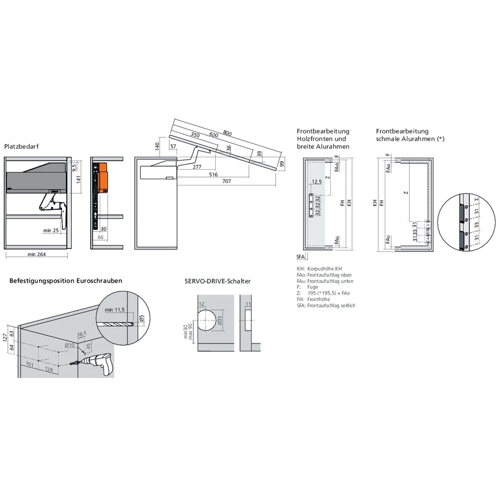 Réservoirs de force SERVO-DRIVE AVENTOS HS top fixation eurovis